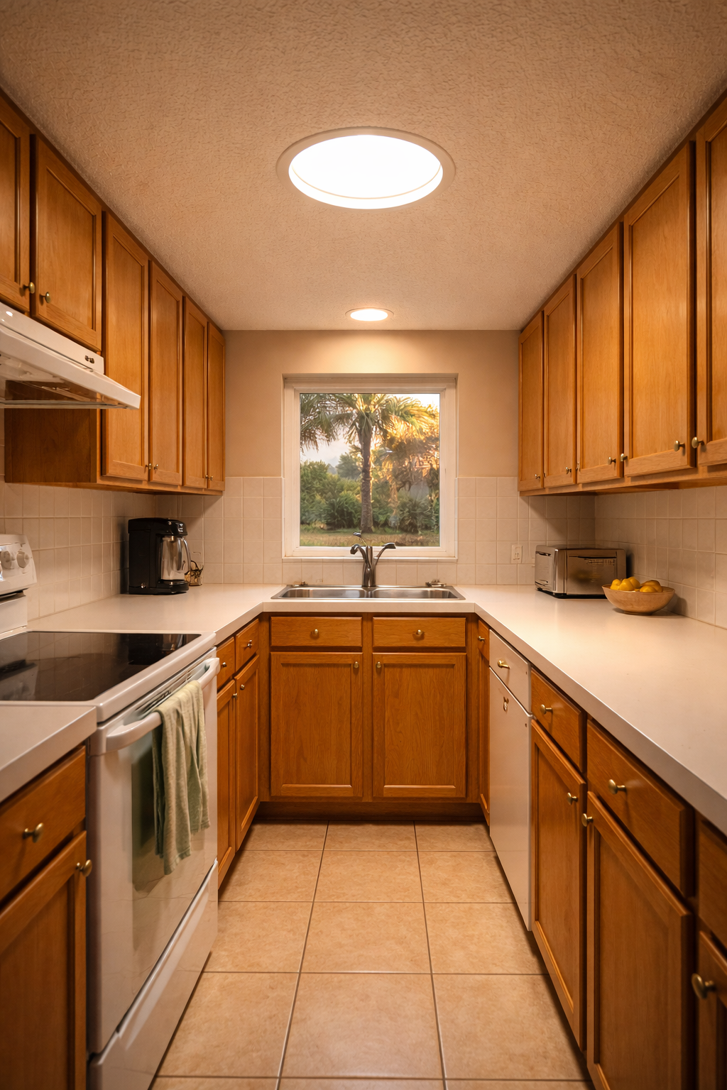Golden light in a 90s kitchen